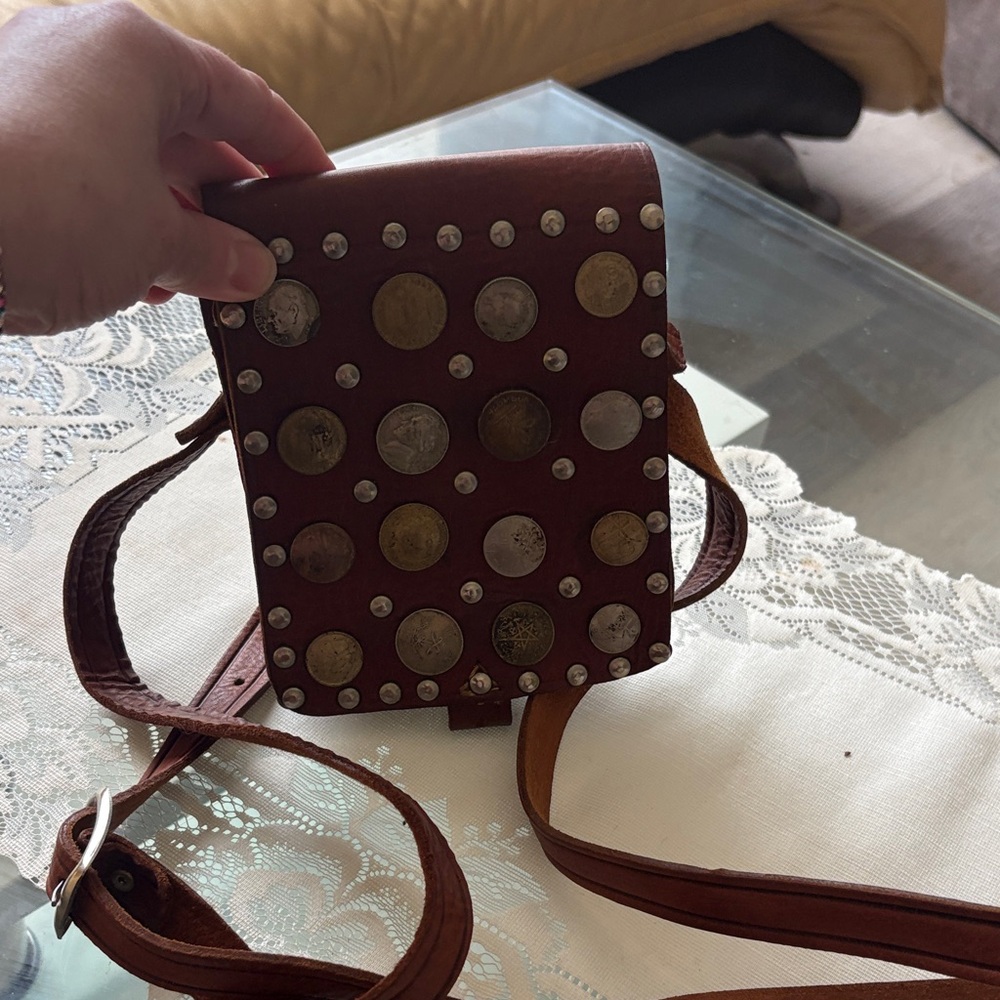 Leather coin leather saddle bag - Picture 1 of 8